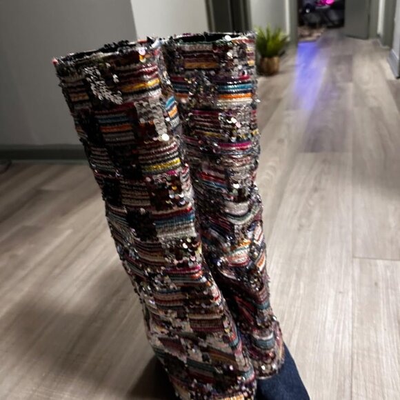 Women's sequined cowboy high boots - Picture 4 of 10